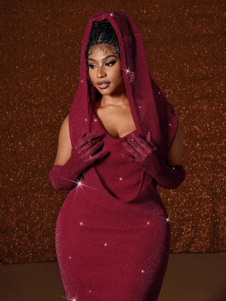Plus Size Hat Sexy Waistband Hot Gold Fish Tail Swing Long Solid Colour Fishtail Slim Package Hip Dress Hooded - Chrissy's Eye