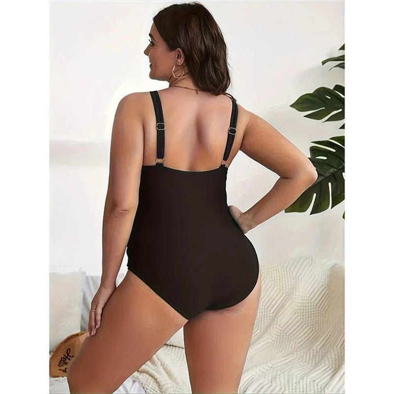 One Piece Women's Swimsuit 2025 Female Trend Plus Size Bathing Suit Tummy Control Solid V-neck Sexy Swimwear - Chrissy's Eye