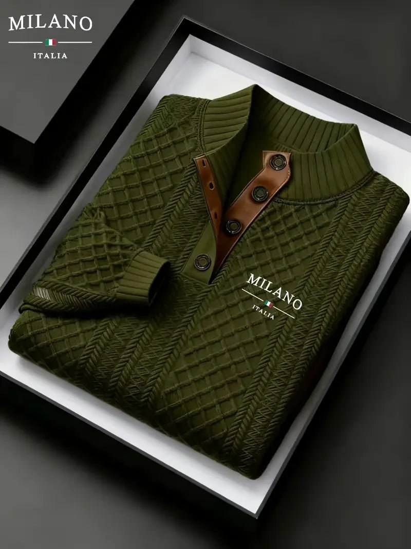 Men's Autumn Winter Stand Collar Knitted Sweater Casual Mature Fashionable All-over Patterned Crew Neck Pullover - Chrissy's Eye