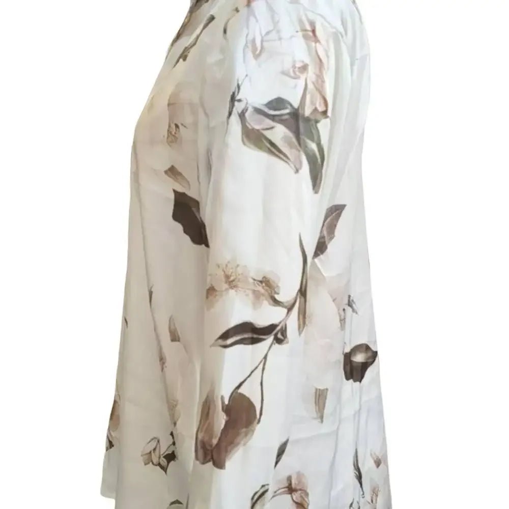 Elegant Intellectual Women's Satin Floral Print Shirt | Soft & Smooth V-Neck Long-Sleeve Button Formal Top for Spring - Chrissy's Eye