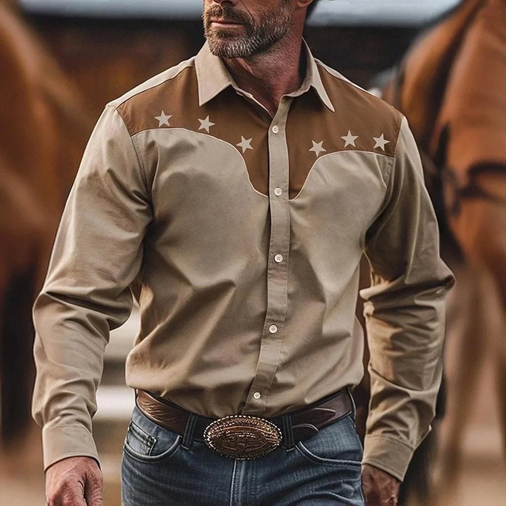 Men's Two-Tone Western-Style Button-Up Shirt - Chrissy's Eye