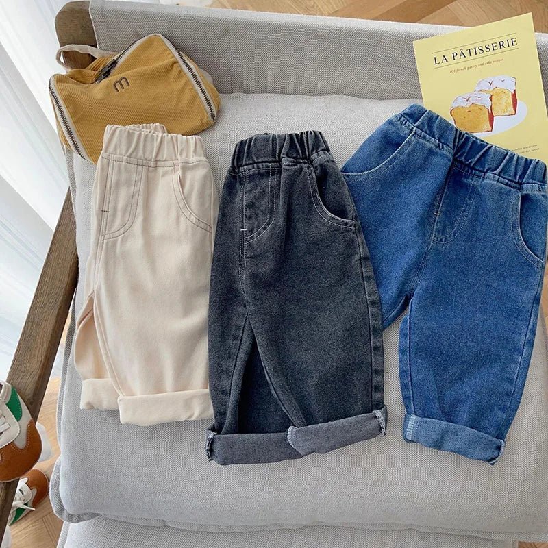 Spring Autumn New Baby Pants Casual Denim 9M-5T Kids Boys Straight Jeans Soft Toddler Girls Fashion Trousers 3 Colors - Chrissy's Eye