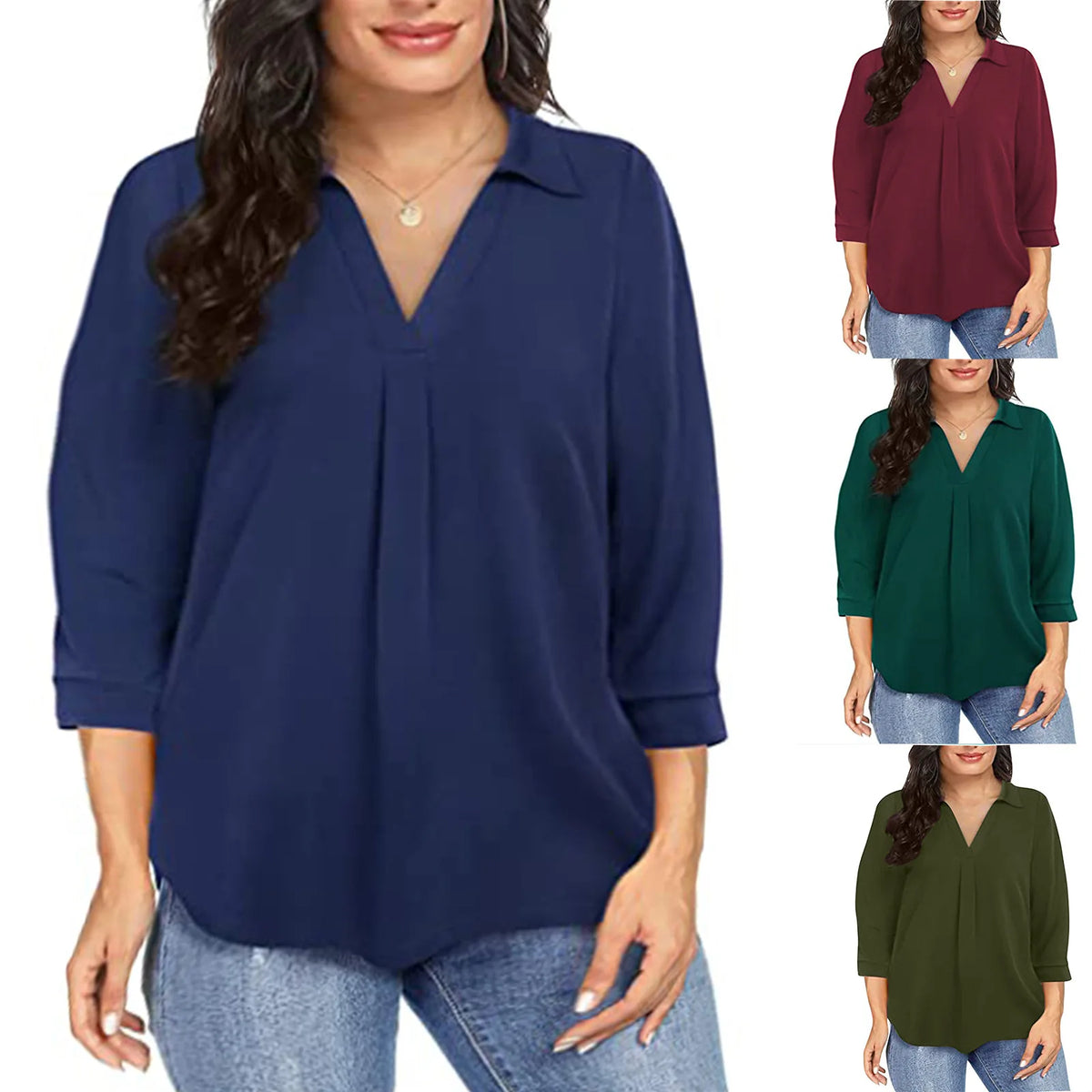 Women's 1XL-5XL Plus Size Chiffon women's pullover oversized loose V-neck shirt top plus size women clothing - Chrissy's Eye
