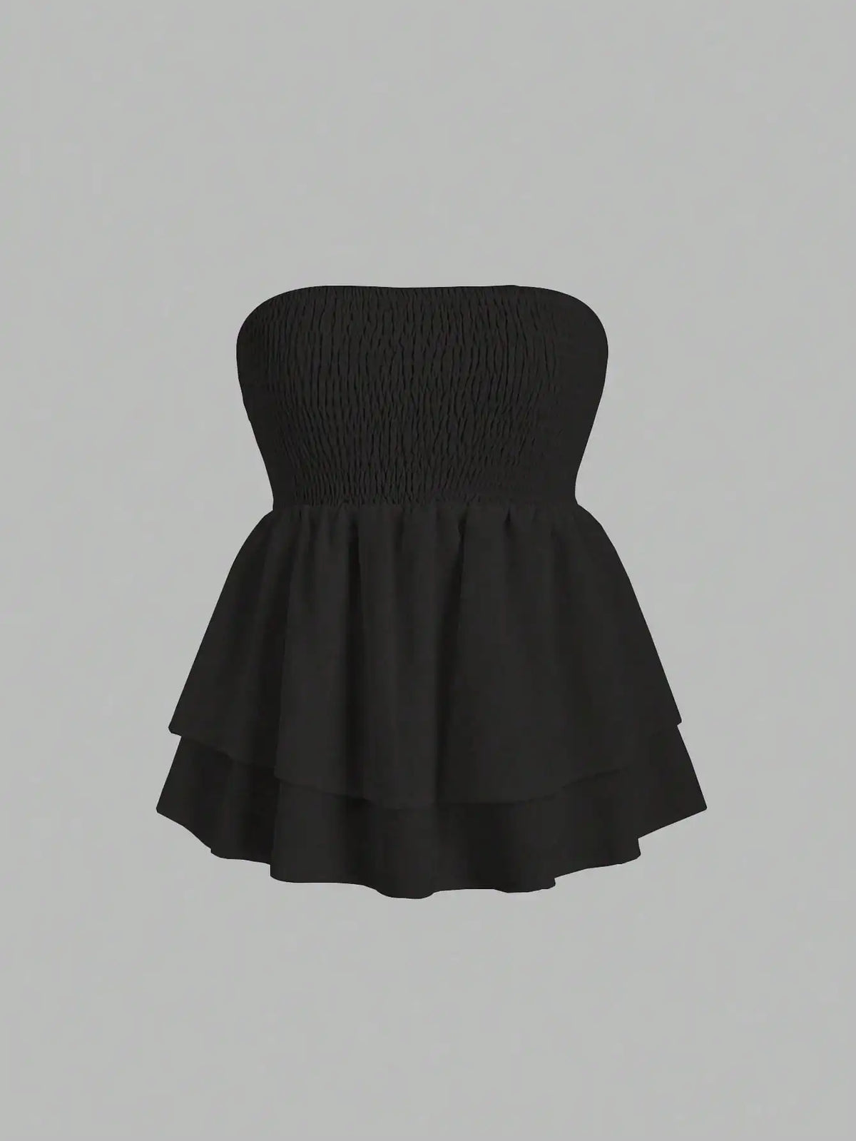 Plus Size Women's 2025 Summer New Sleeveless Tube Holiday Style Solid Color Double Layer Ruffle Swing Tube Women's Tops - Chrissy's Eye