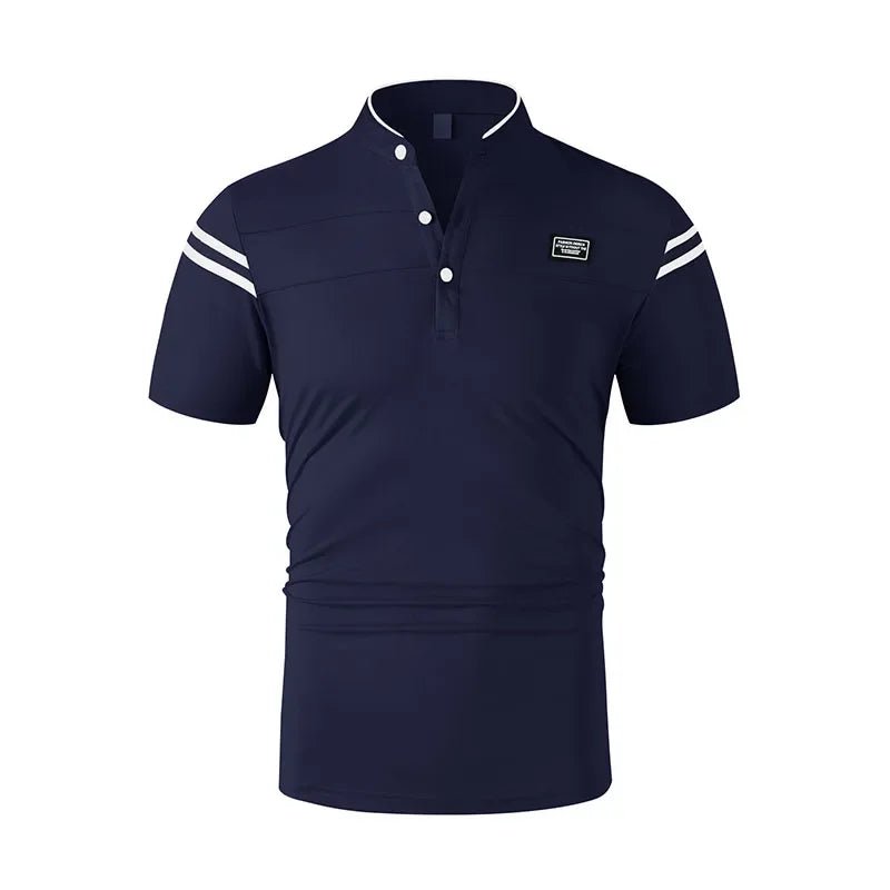 2025 New Men's Casual Fashion Solid Color Short Sleeved Polo Shirt Stand Up Collar Versatile Comfortable Top - Chrissy's Eye