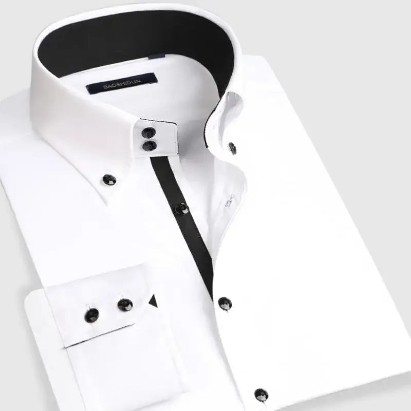 Dress Shirt for Men Button-down Collared Formal Business Long Sleeve Casual Fashion Slim Fit - Chrissy's Eye
