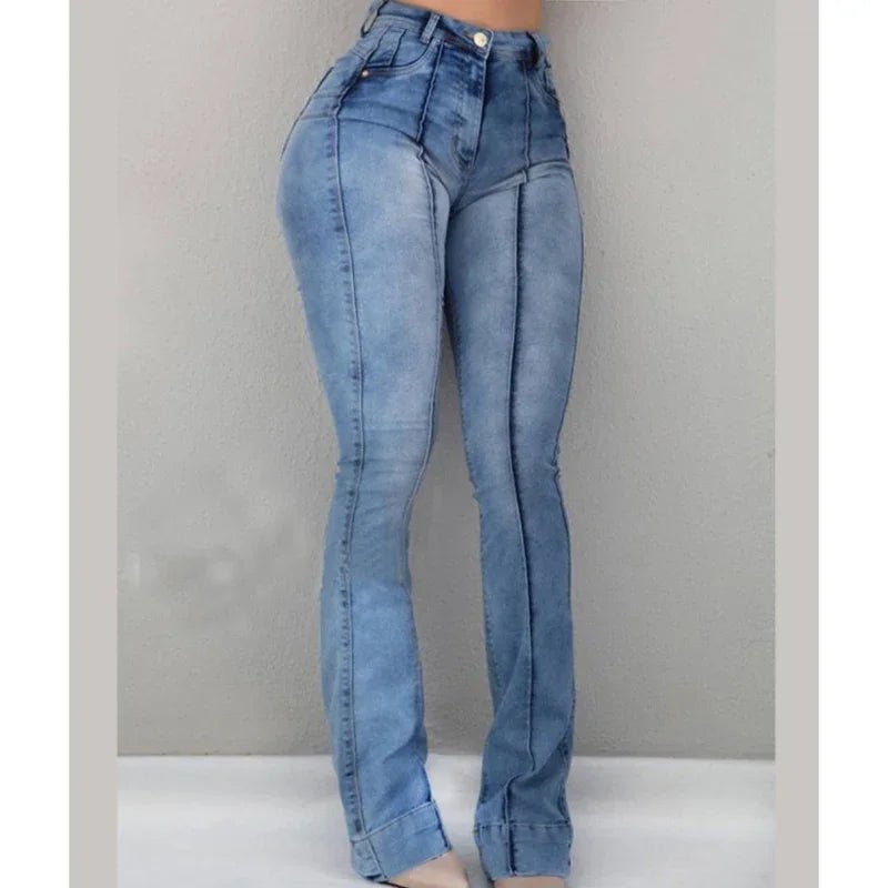 Women Slim Fit Denim Bell Bottom High Waist Bootleg jeans with Stretch Female Flare - Chrissy's Eye