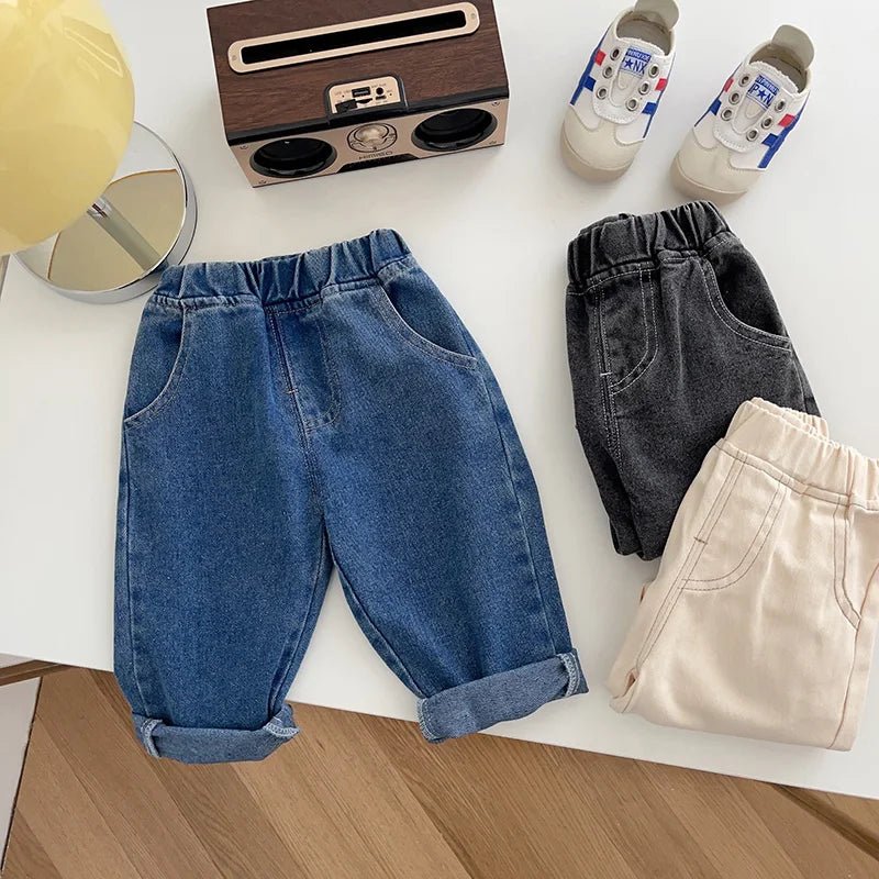 Spring Autumn New Baby Pants Casual Denim 9M-5T Kids Boys Straight Jeans Soft Toddler Girls Fashion Trousers 3 Colors - Chrissy's Eye