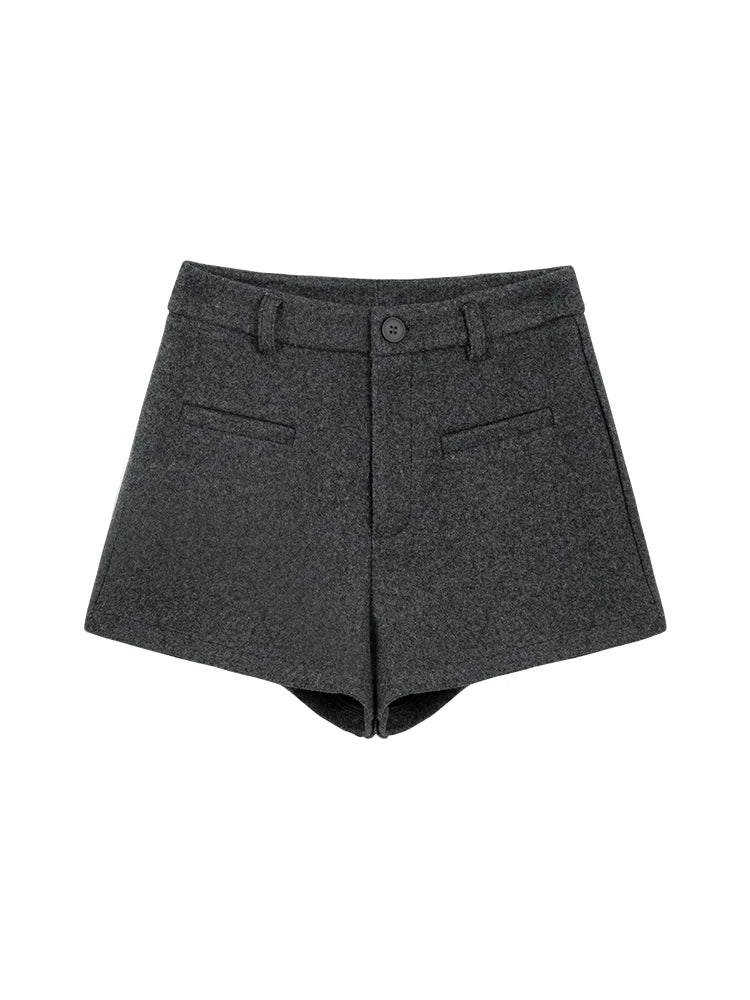 Women's 2025 Winter Thick Wool Blend Shorts - Korean High Waisted Slimming Bodycon 3/4 Booty Shorts - Chrissy's Eye