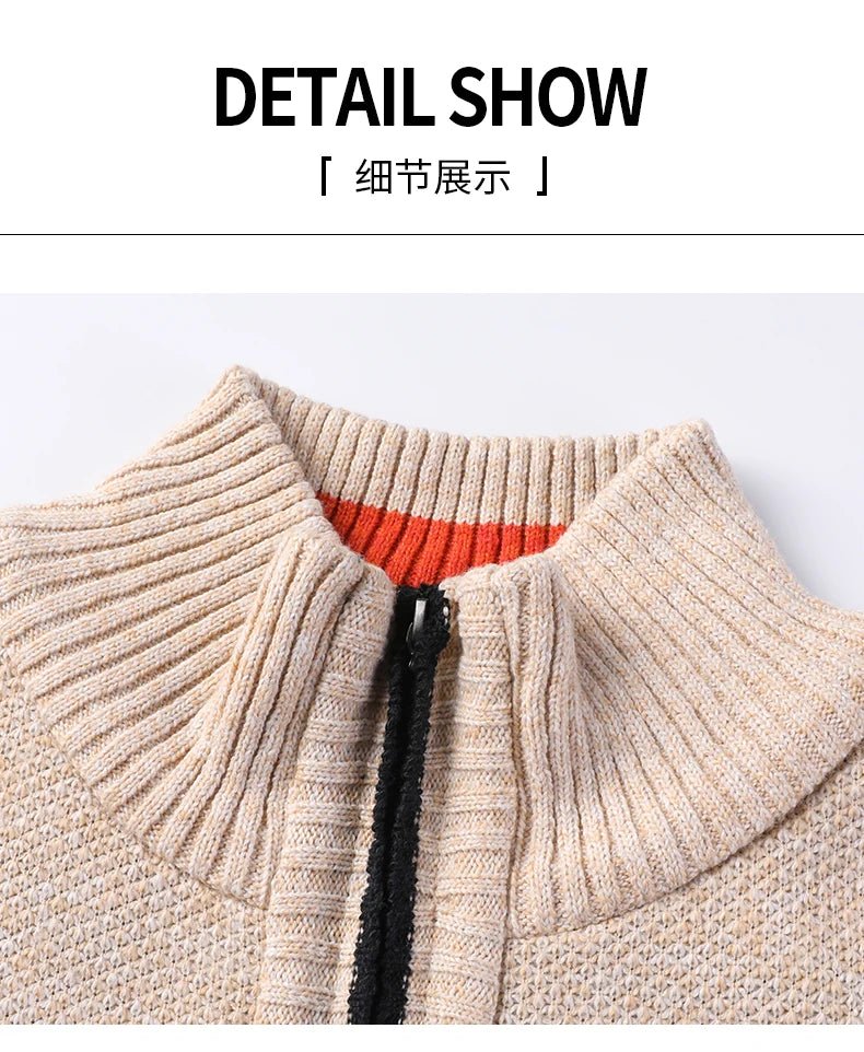 Men's Stand-up Collar Knit Sweater Autumn Winter New Cardigan Tops Korean Slim Solid Color Sweatercoat Jacket - Chrissy's Eye