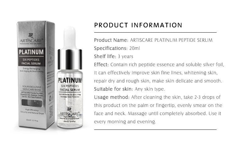 ARTISCARE Nicotinamide + Platinum + 24k Gold Six Peptides Serum 3pcs Moisturizing Smoothing Essence for Face Care - Chrissy's Eye