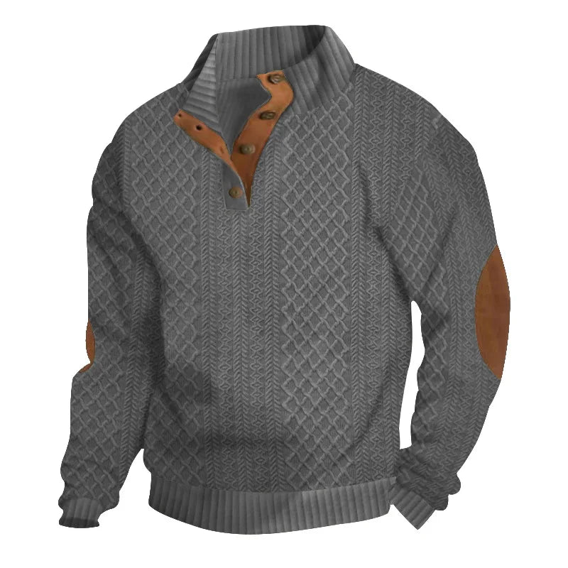 2024 cross-border hot-selling autumn and winter men's casual stand-up collar long-sleeved jacquard knitted pullover sweater - Chrissy's Eye
