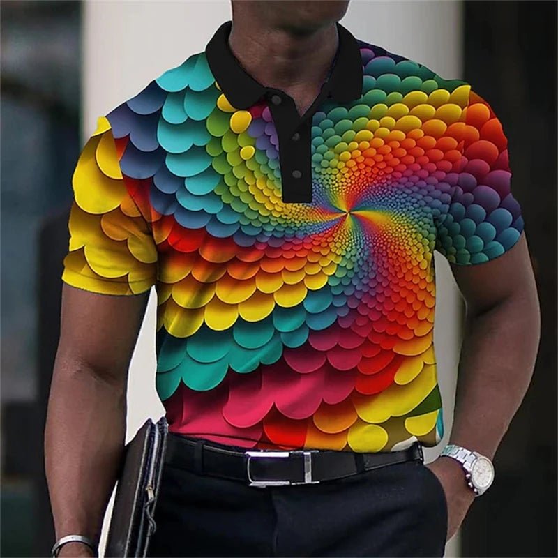 Summer Men's Collar Polo Shirt Golf Optical Illusion 3d Print Street Short Sleeves Print Clothing Designer Breathable Shirts - Chrissy's Eye