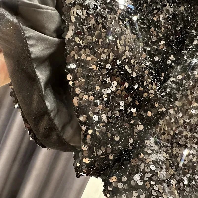 New Autumn Black Velvet Shorts Women Sequined Shiny Versatile Short Pants Clubwear Shorts Hot Pants High Street - Chrissy's Eye