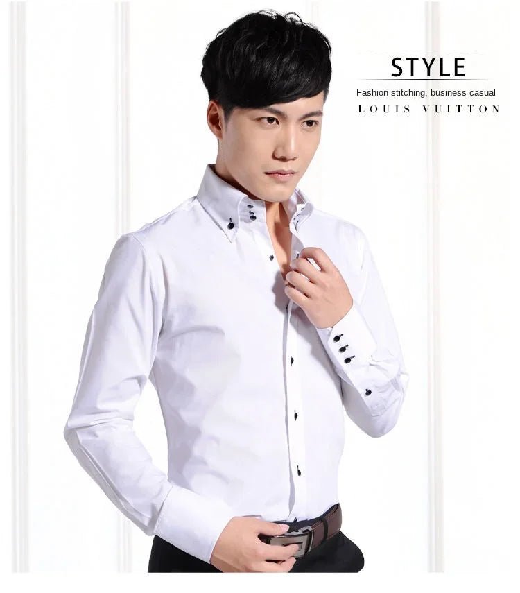 Dress Shirt for Men Button-down Collared Formal Business Long Sleeve Casual Fashion Slim Fit - Chrissy's Eye