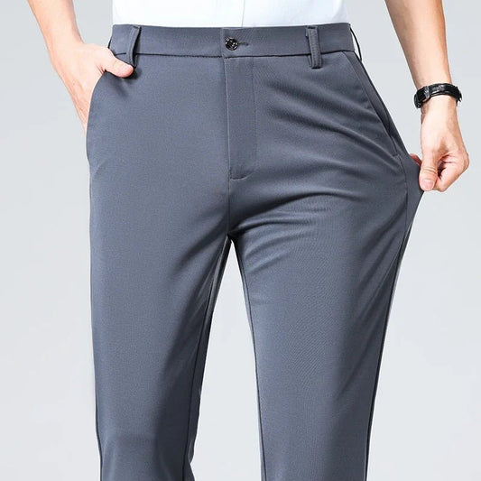 Spring Summer Thin Trousers Men Formal Dress Suit Pants Work Pants Quality Business Casual Pants Black Wine Red Long Pants - Chrissy's Eye