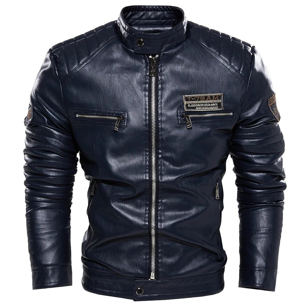 Men's Slim-Fit Faux-Leather Zip-Up Jacket - Chrissy's Eye
