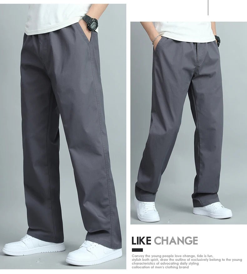 Big Size Mens Casual Pants Relaxed Fit Cotton Trousers Elastic Waist Drawstring Sweatpants Mens Jogger Pants Summer Spring - Chrissy's Eye