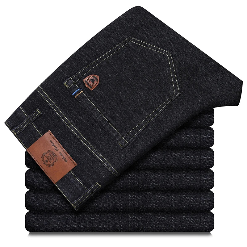2026 New Style Business Men's Jeans Casual Straight Stretch Fashion Classic Blue Black Work Pant Denim Trousers Male Clothing - Chrissy's Eye