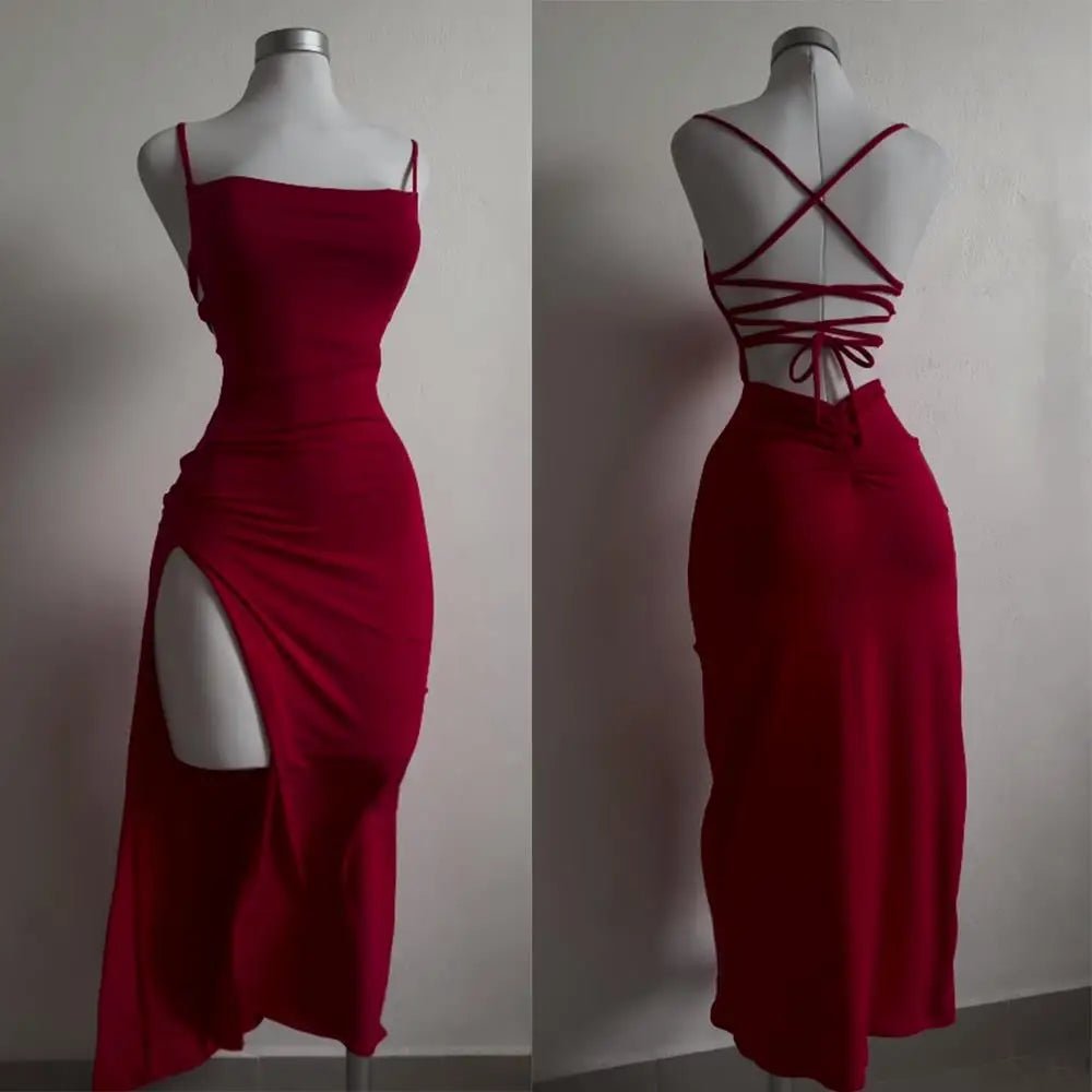 explosive new dress summer high sensibility halter strap Spice Girl bag hip dress - Chrissy's Eye