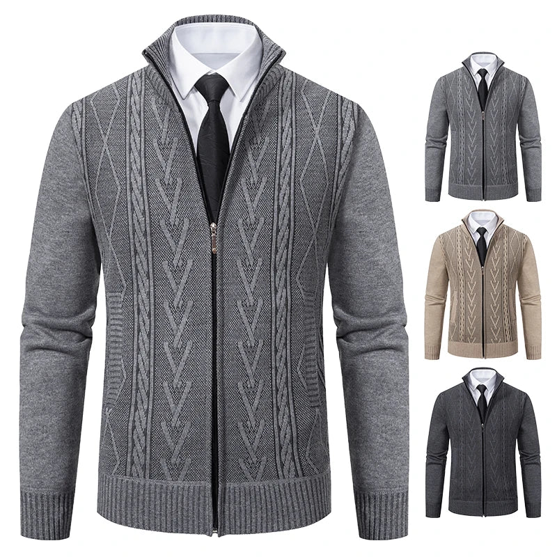 2023 autumn and winter new cashmere padded warm casual men's knitted sweater coat - Chrissy's Eye