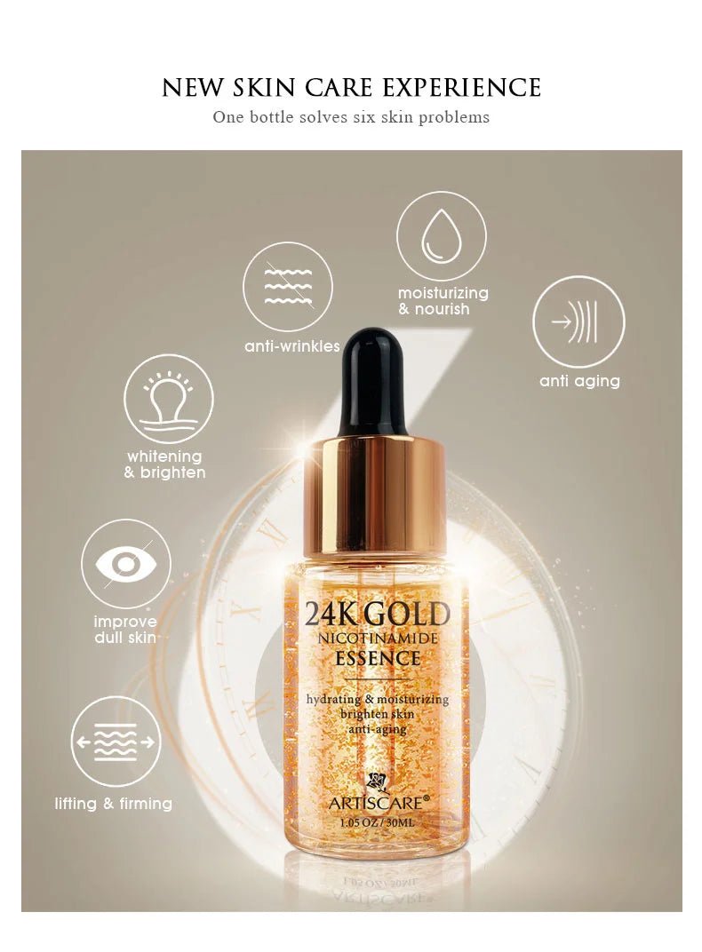 ARTISCARE Gold Niacinamide Face Essence 30mL for Dry Skin Moisturizing Hyaluronic Acid Serum - Chrissy's Eye