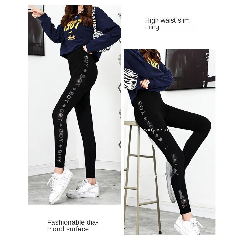 Bright Drill Glitter Leggings High Waist Super Elastic Diamonds Glitter Pants Thicken Harem Pants Leisure Glitter Pant Office - Chrissy's Eye