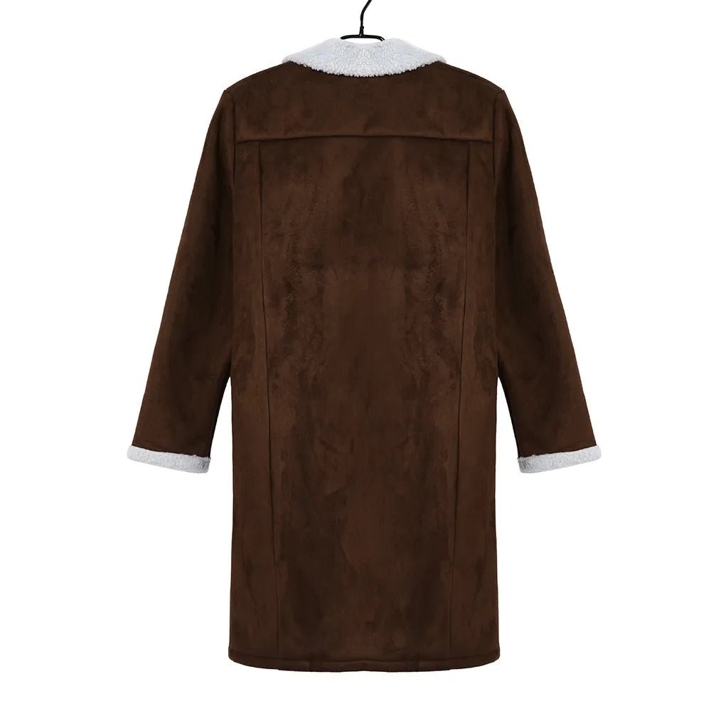 Winter Faux Fur Jacket Plus Size Men Jackets Contrast Colors Turn-Down Collar Thicken Lambswool Suede Jacket Long Parka Coat - Chrissy's Eye