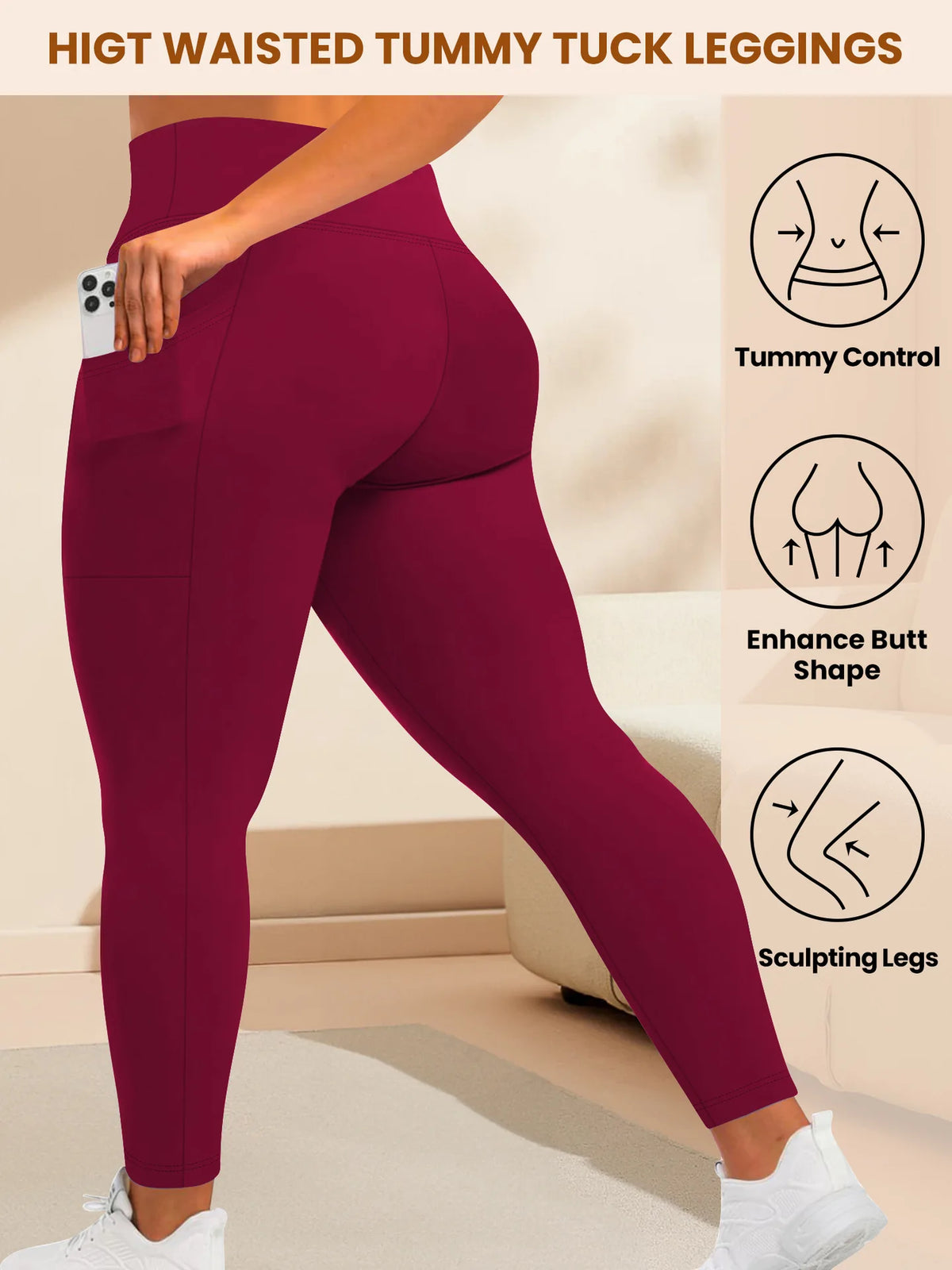 Women's High-Waisted Yoga Pants Plus Size Butt-Lifting Workout Leggings with Pockets Elastic Activewear for Gym & Running - Chrissy's Eye