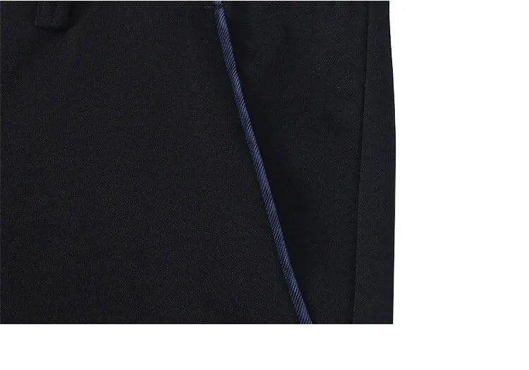 Men's Elastic Straight Pants Business Casual Long Suit Pants Male Formal Trousers Solid Colors Black BLue - Chrissy's Eye
