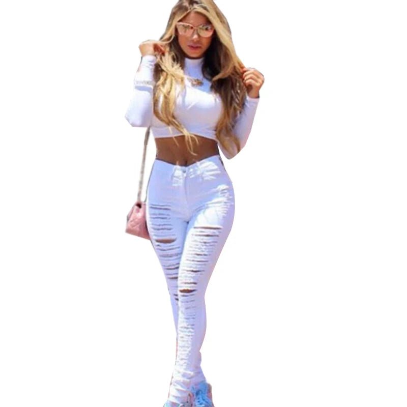 HOLE Denim Women's High Waist Ripped Jeans Skinny-Jeans - Chrissy's Eye