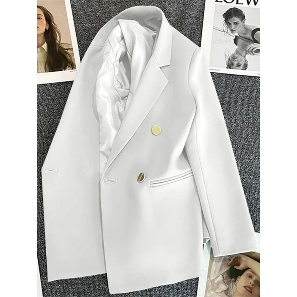 Women Suit Blazer Elegant Coat 2025 Spring Autumn Fashion Korean Blazer Luxury Double Breasted Jacket Solid Ladies Tops Clothes - Chrissy's Eye