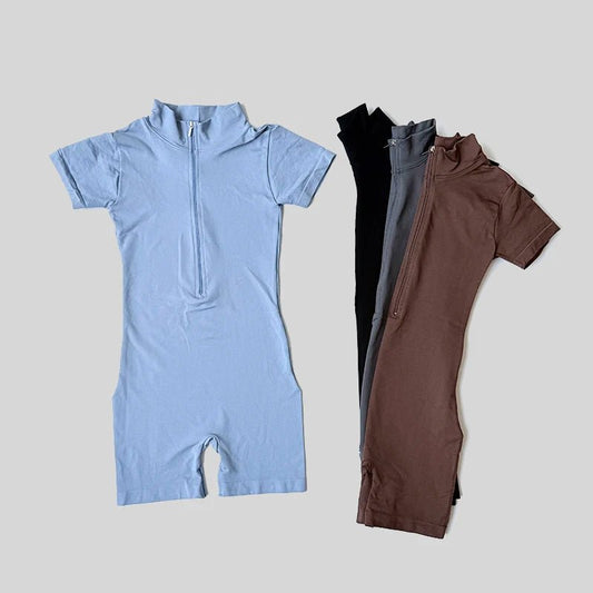 Summer Short Sleeve Zipper Jumpsuit Sports Wear Gym Fitness Sports Bodysuits Women Running Fashion Workout Clothes - Chrissy's Eye