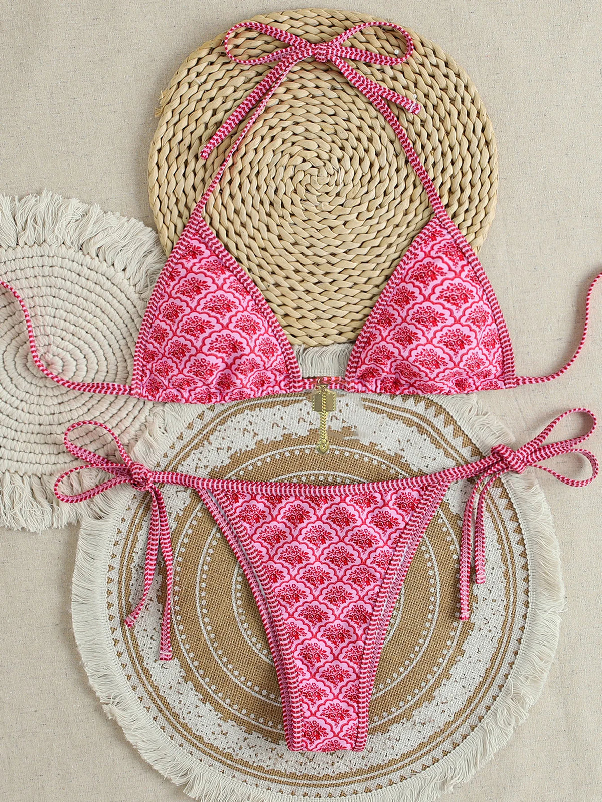 "2026 New Triangle Bikini Set - Floral Print Push Up Swimsuit & Brazilian Bottoms" - Chrissy's Eye