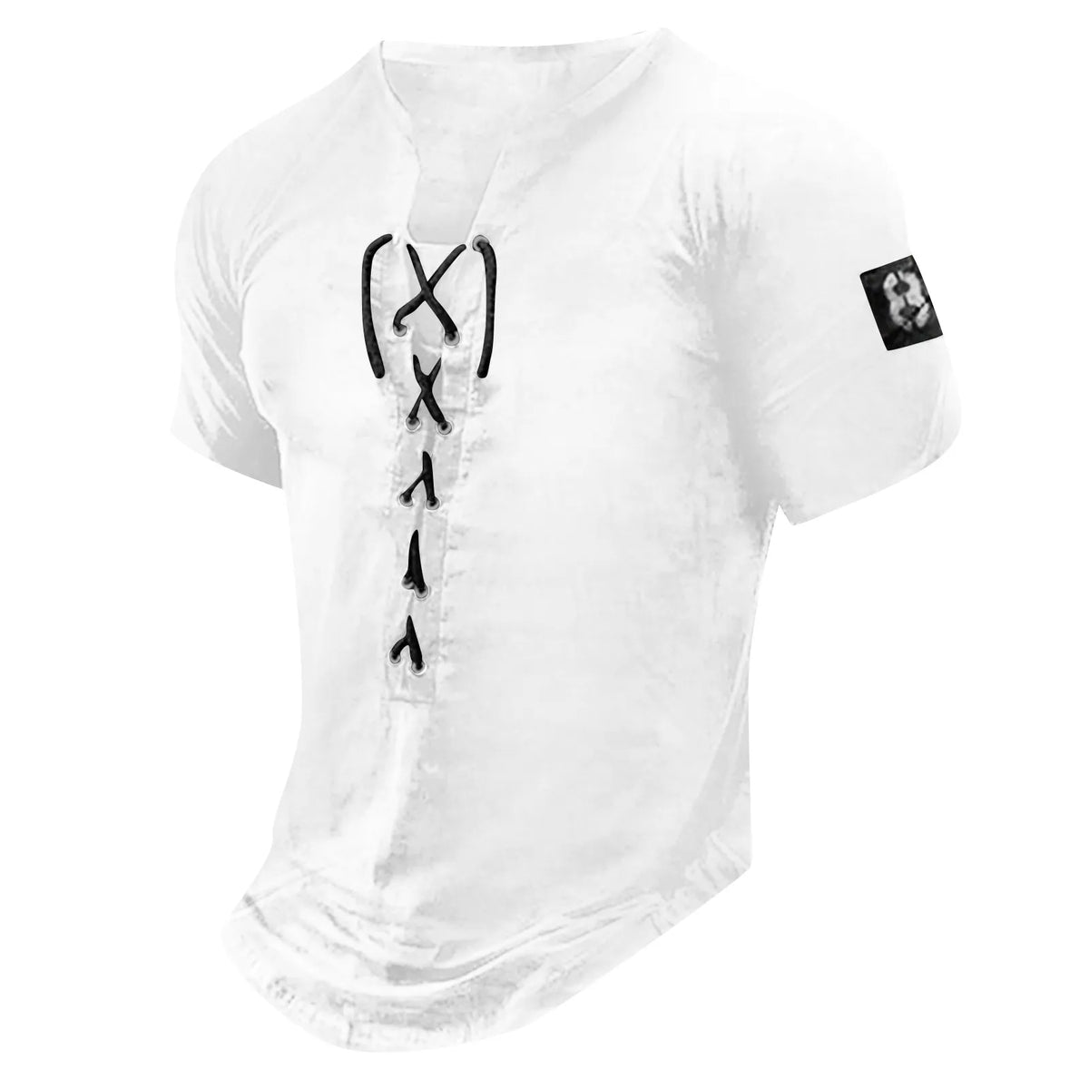 Men'S Short Sleeve T-Shirt Vintage Trend Graphic And Embroidered T-Shirt Drawstring Tie Classic Basic All-Match Tops - Chrissy's Eye