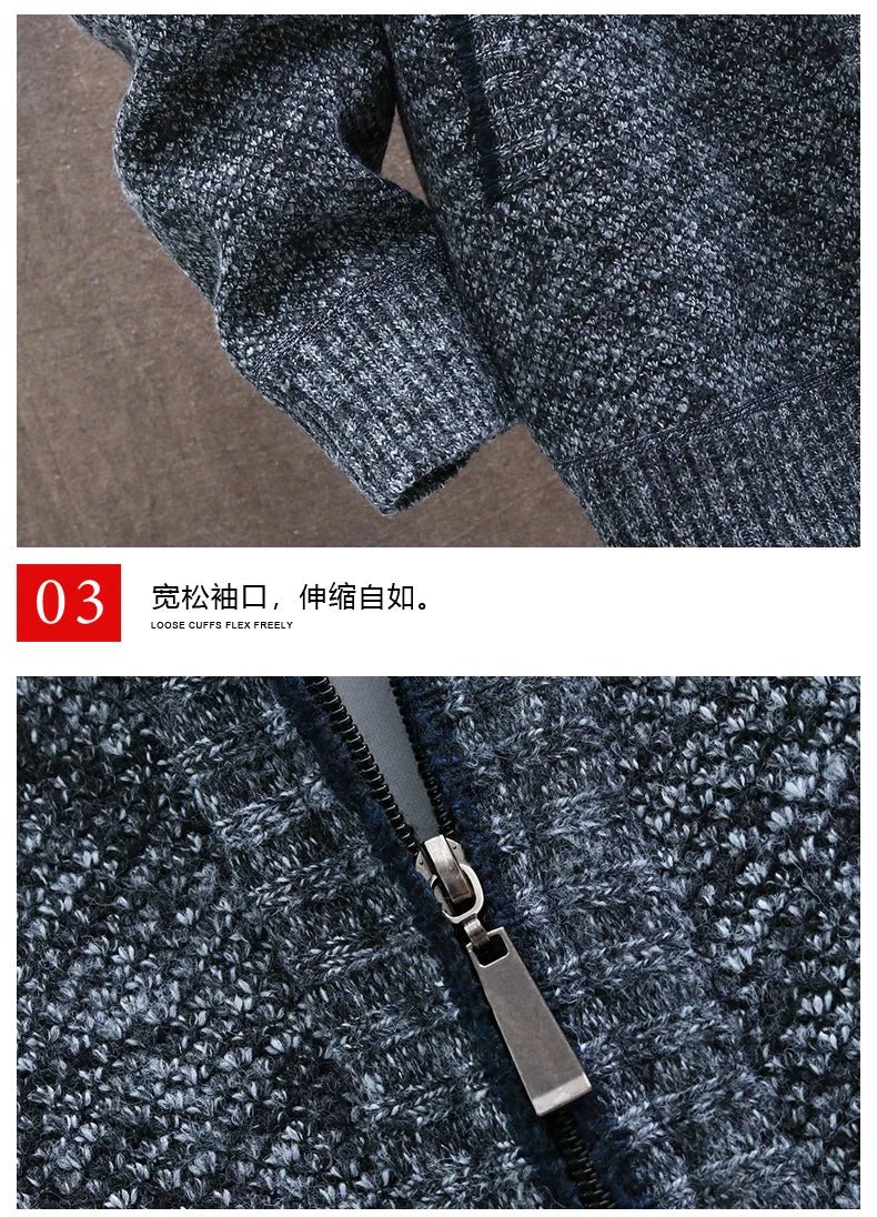 Autumn Winter New Knitted Fleece Sweater Men Fashion Slim Fit Cardigan Men Causal Sweaters Coats Solid Thicken Cardigan men - Chrissy's Eye