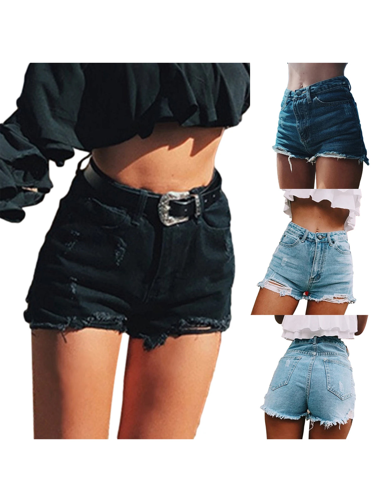 Women's Short Jeans High Waist Classic Holes Shorts Summer Casual Denim Short Pants - Chrissy's Eye