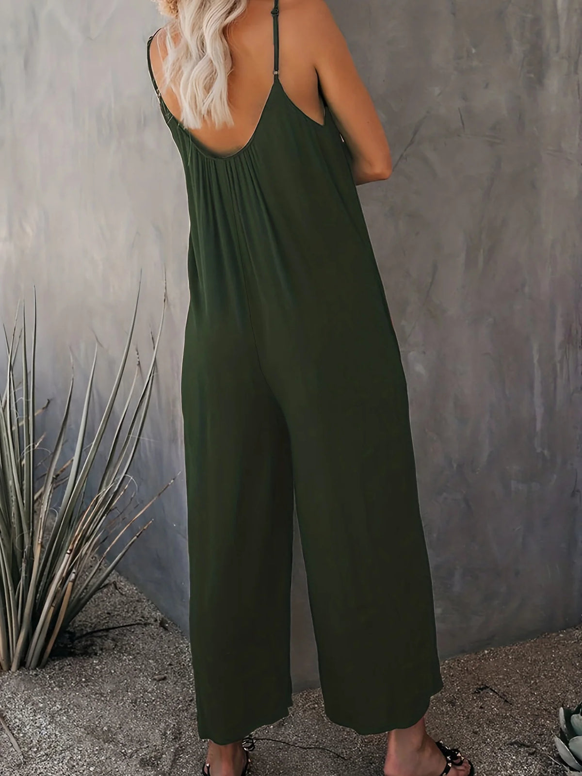 Plus Size Women's 2025 Summer Jumpsuit - Sleeveless Wide Leg Romper with Side Pockets, Casual One Piece Outfit - Chrissy's Eye