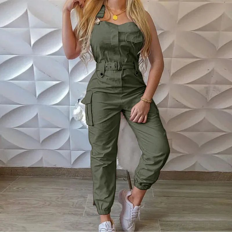 Fashion Strap Jumpsuit Women Loose Dungarees Long Rompers Summer Solid Pockets Cargo Pants Female Casual Work Out Playsuits - Chrissy's Eye