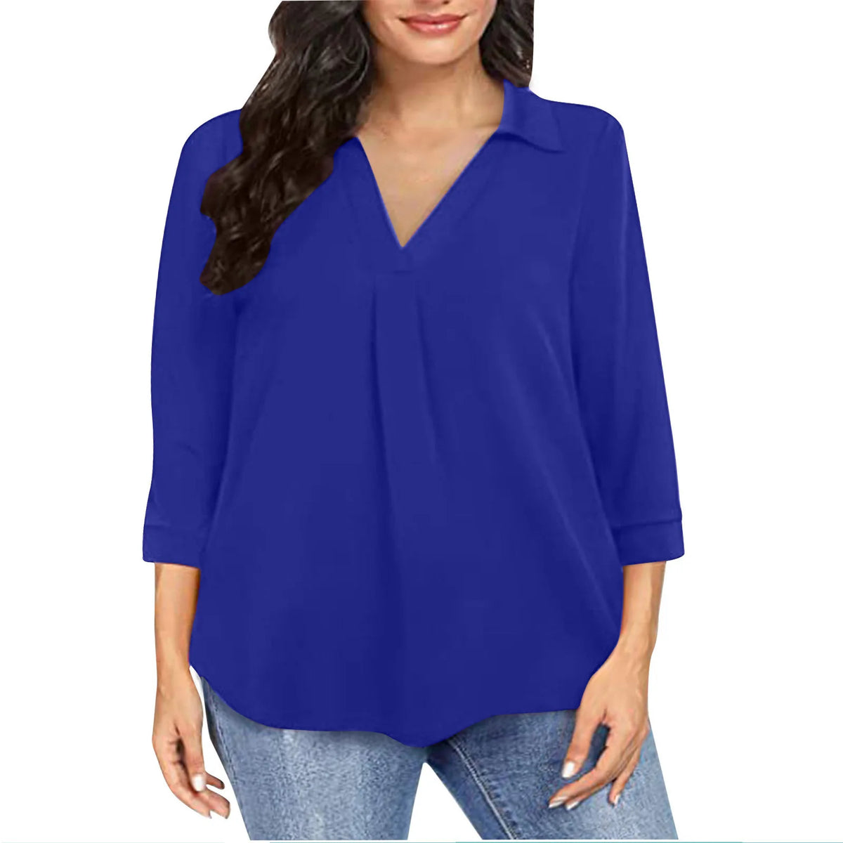 Women's 1XL-5XL Plus Size Chiffon women's pullover oversized loose V-neck shirt top plus size women clothing - Chrissy's Eye