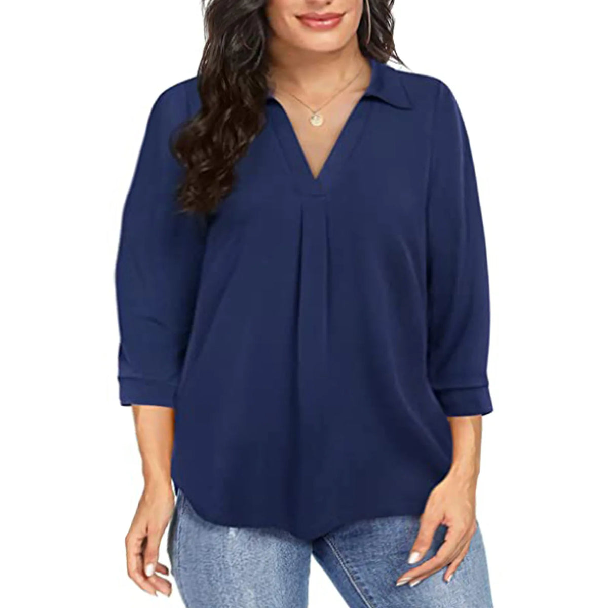 Women's 1XL-5XL Plus Size Chiffon women's pullover oversized loose V-neck shirt top plus size women clothing - Chrissy's Eye