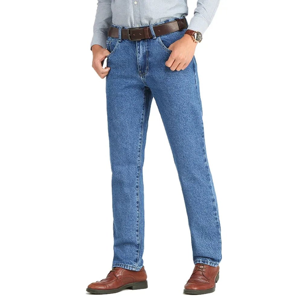 Men Business Jeans Classic Spring Autumn Male Cotton Straight Stretch Brand Denim Pants Summer Overalls Slim Fit Trousers 2021 - Chrissy's Eye