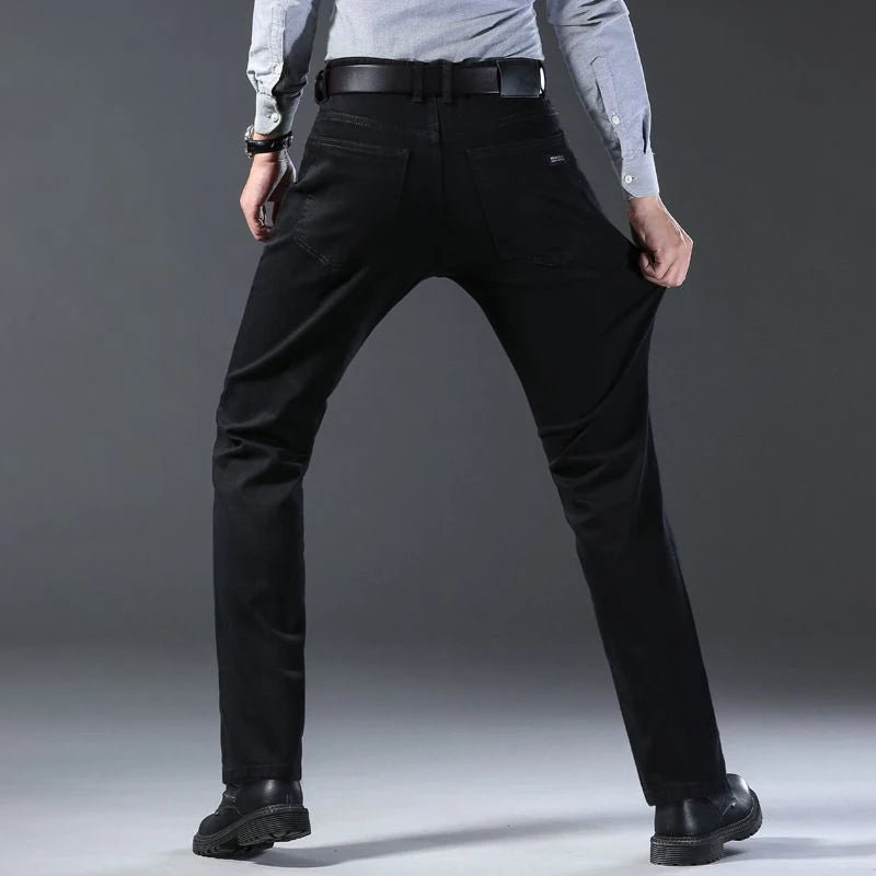 Men's classic high-end fashion versatile jeans, soft and slightly elastic black business denim pants, stylish upper body - Chrissy's Eye