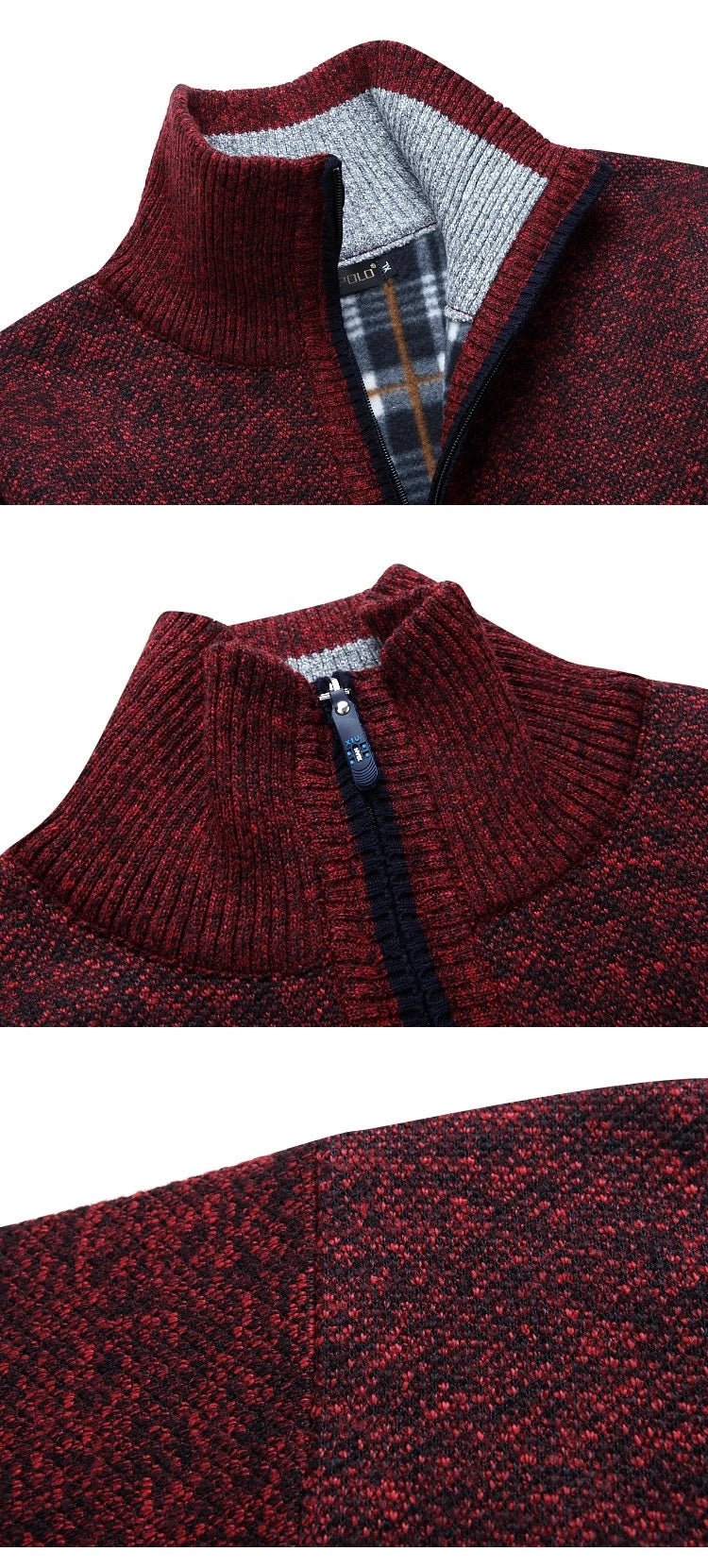 Men's Fleece Thicker Sweater Half Zipper Turtleneck Warm Pullover High Quality Male Slim Knitted Wool Sweaters For Spring - Chrissy's Eye