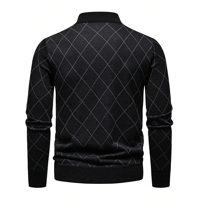 New Fashion Mens Knit Sweater American Half Zip Fleeced Knitwear Men's Stand Collar Casual Sweaters Pullovers - Chrissy's Eye
