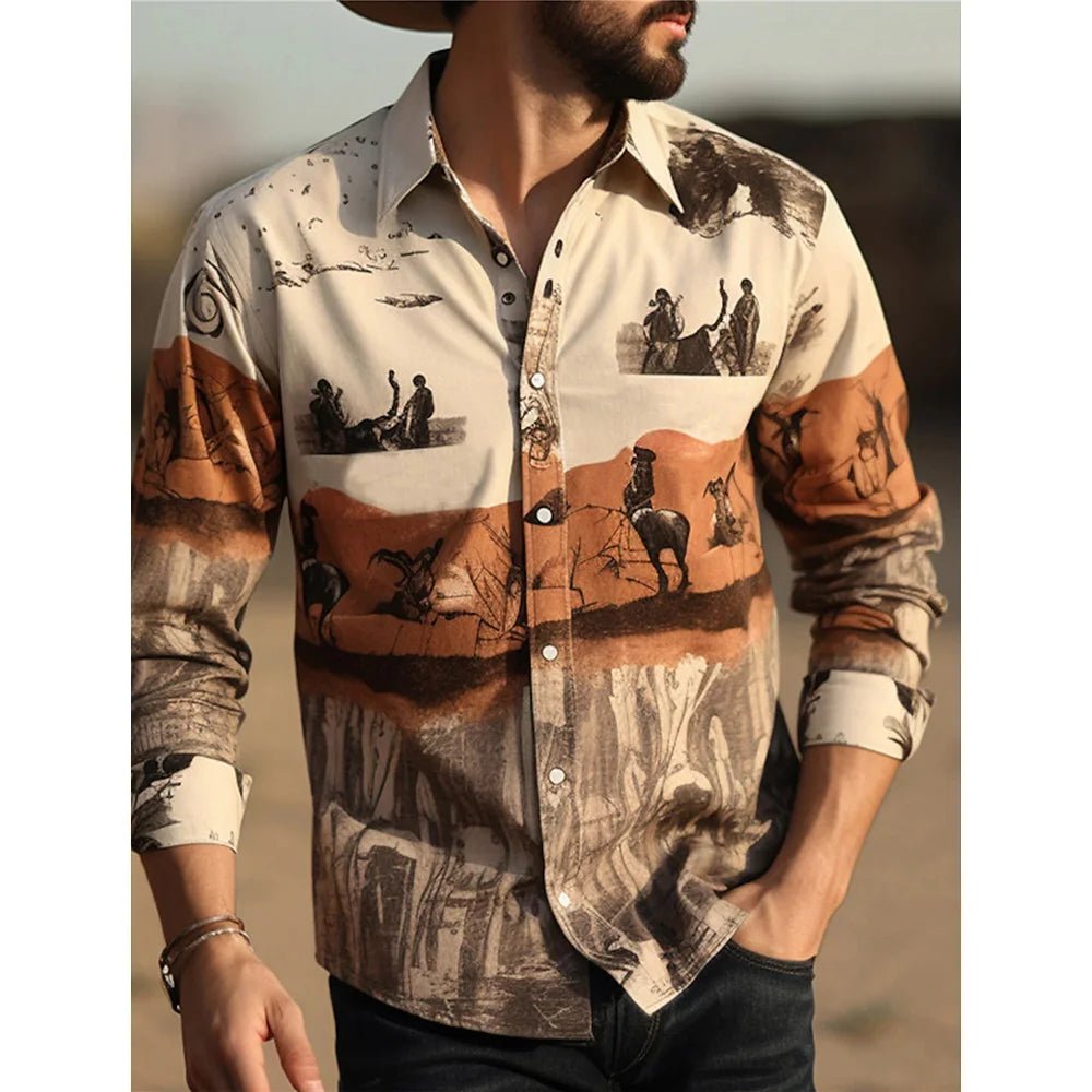 Men's Two-Tone Western-Style Button-Up Shirt - Chrissy's Eye