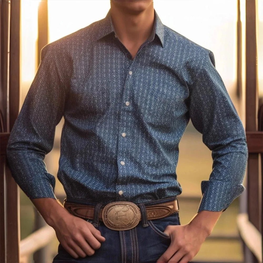 Men's Two-Tone Western-Style Button-Up Shirt - Chrissy's Eye