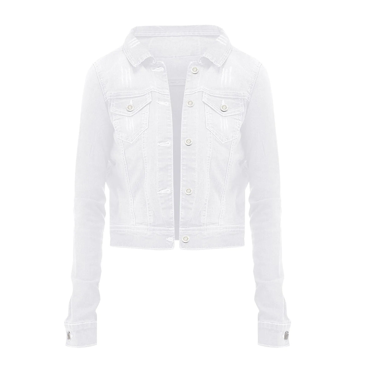 New Long Sleeve Winter Slim White Black Jeans Jacket For Women Solid Denim Woman Tops Short Coat Ladies Jackets Outerwear - Chrissy's Eye