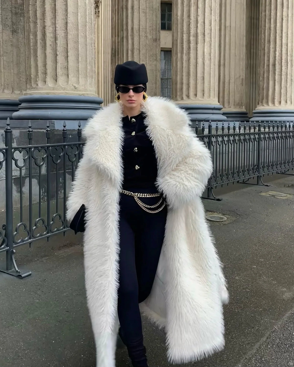 Elegant Women's Mink Fur Overcoat Solid Waist-cinching Fur Coat For Lady Luxury Long Furry - Chrissy's Eye