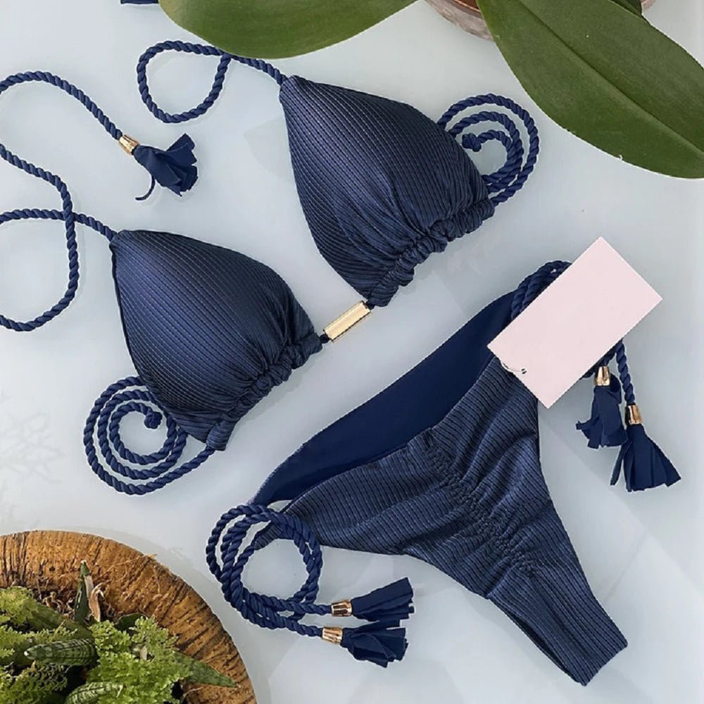 Adjustable Bandage Bikini Set 2023 Swimwear Swimsuit Woman Sexy Bathing Suits Solid Bikinis Triangle Female Summer Beachwear - Chrissy's Eye